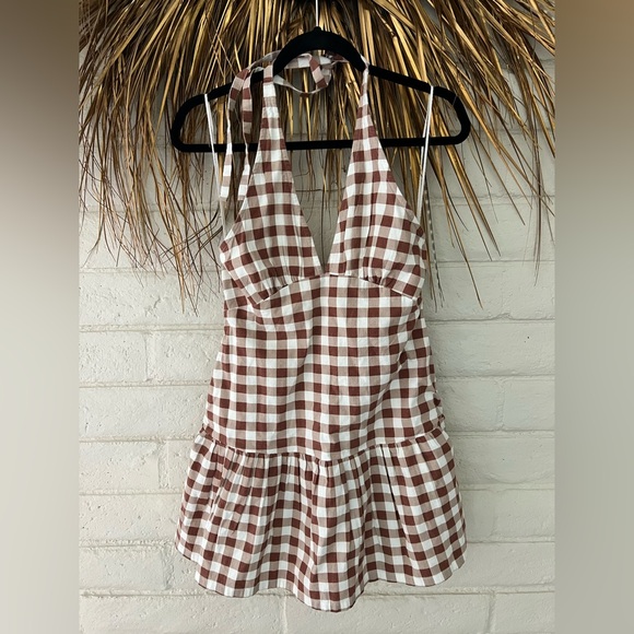Free People Dresses & Skirts - Free People Checkered Halter Midi Dress